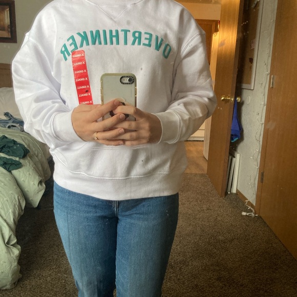 White 'Overthinker' Sweatshirt - Picture 2 of 8
